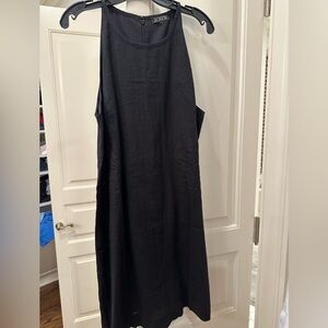 J Crew Black Halter Neck Linen Dress XL